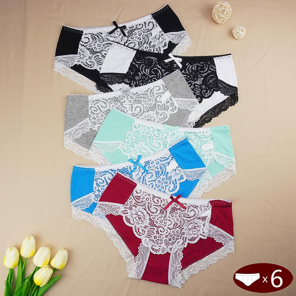 

6 шт./компл., сексуальное женское кружевное нижнее белье, хлопковые трусики, комфортное женское нижнее белье, нижнее белье