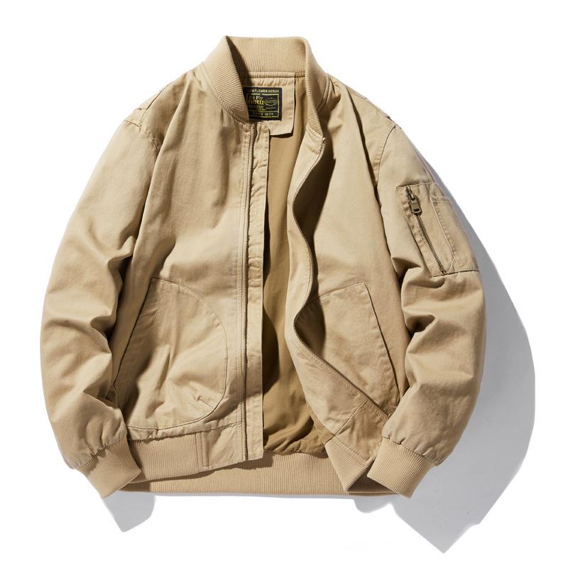 Men s Spring/Autumn Pure Cotton Baseball Jacket - Loose, Casual, Versatile for Middle-Aged and Young Adults 5XL