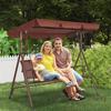 3-Seat Patio Swing Chair, Outdoor Patio Swing with Adjustable Canopy, Porch Swing with Armrests, Teslin Fabric and Alloy Steel Frame, for Balcony,
