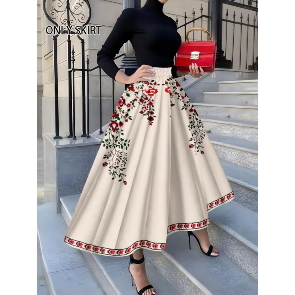 Printed Design Casual Style Black And White Stripes Pattern Half Skirt