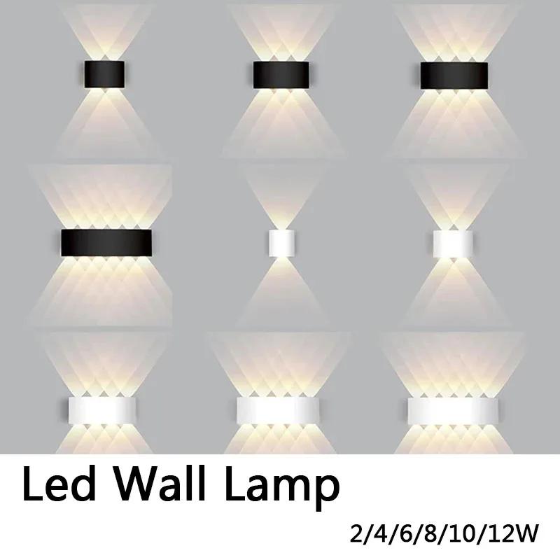 Aluminum LED Wall Lamp Waterproof IP65 Outdoor Garden Lights 2-12W Interior Wall Light for Room Decor Pathway Street Lighting