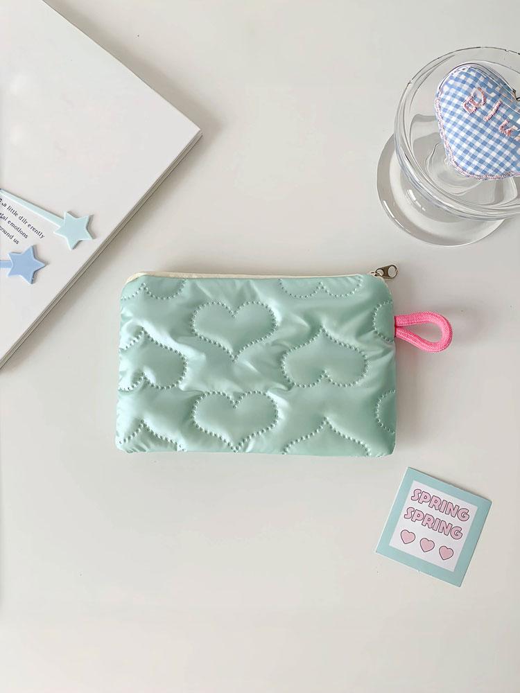 1PC autumn and winter bow silver gloss makeup bag small portable cute earphone data cable storage bag wallet