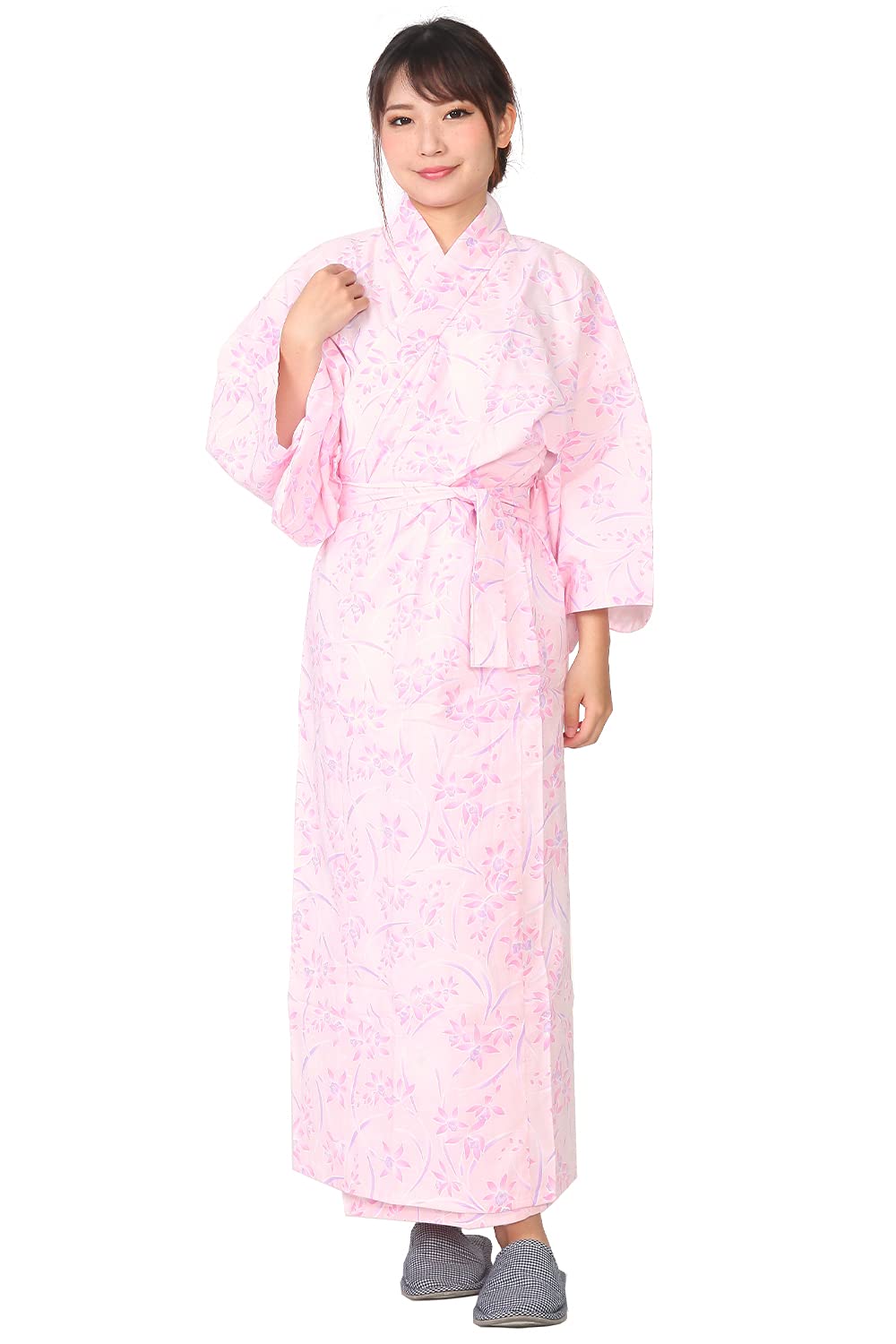 

Японский стиль розовый размер M марлевая ночная рубашка для женщин двойной подкладкой хлопковая ночная рубашка ночная рубашка пижама юката гостиница уход за больными женщины дамы [Yoneshichi] розовый