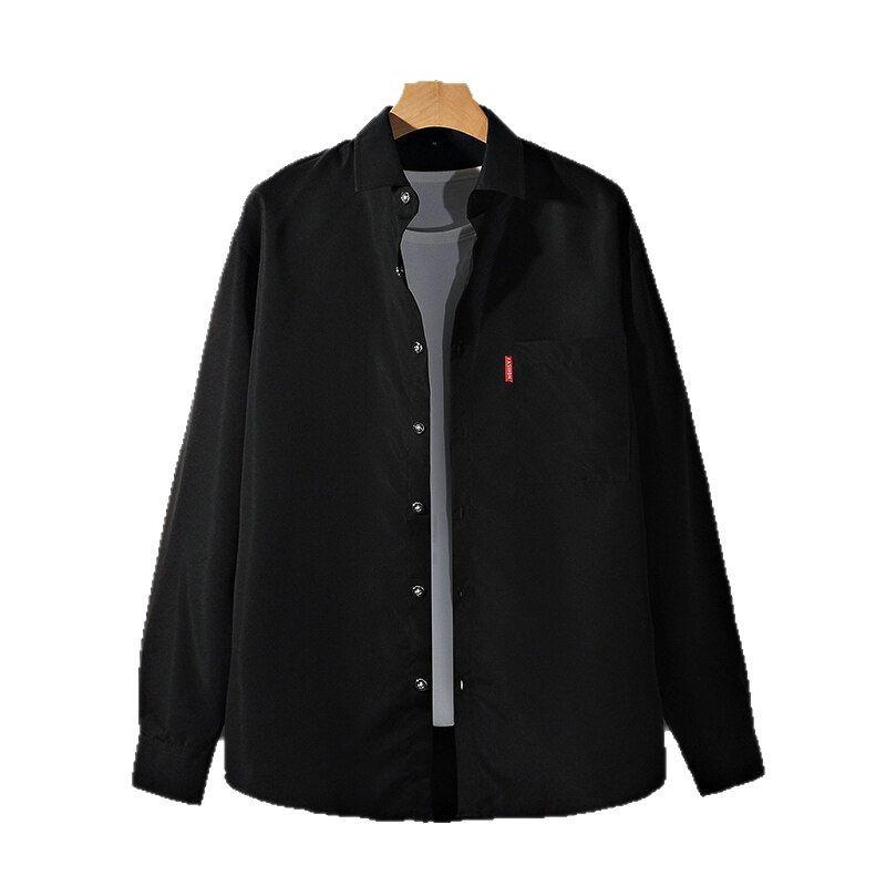 Spring and Autumn Long Sleeve Casual Loose Jacket Large Size Solid Color Japanese Shirt T-Shirt