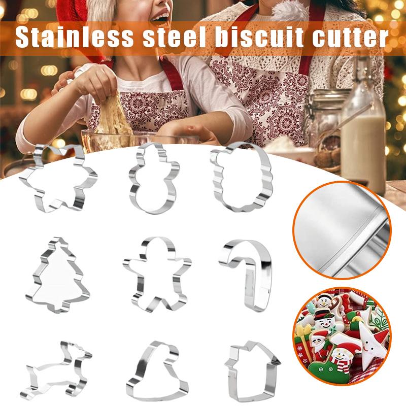 9 Pcs Stainless Steel Christmas Cookie Cutter Set Diy Special Craft Template Festival Party Supply