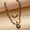 Tiger's eye stone beaded love Saturn water drop pendant sweater chain autumn and winter fashion necklace