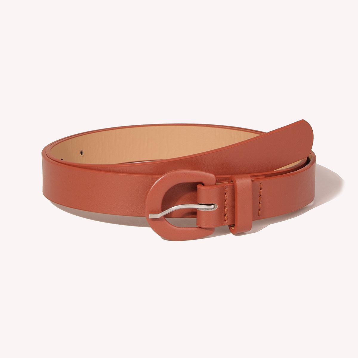 

New Women s Semi-Circle Covered Variety Basic Clothing Belt Simple PU Day Covered Belt