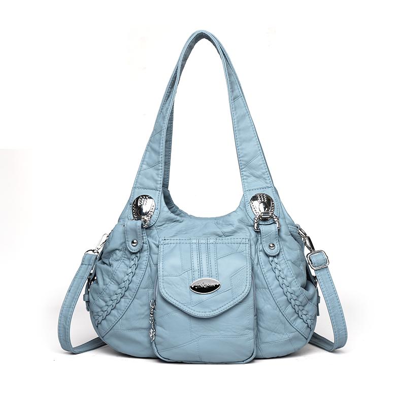 Women's Soft Leather Shoulder Bag Large Capacity Tote Bag Middle-aged Mother Crossbody Bag