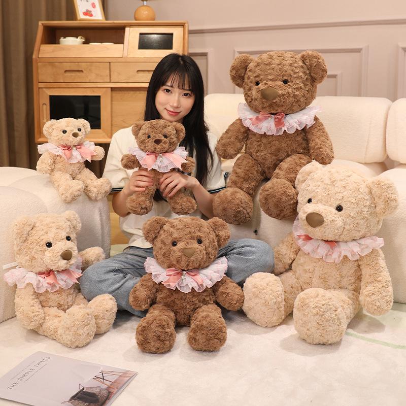 Cuddly Cartoon Bib Bear Plush Toys Stuffed Dolls For Kids Cute Dress Up Bear Birthday Gift Baby Kids Sleep Mate Christmas Gift