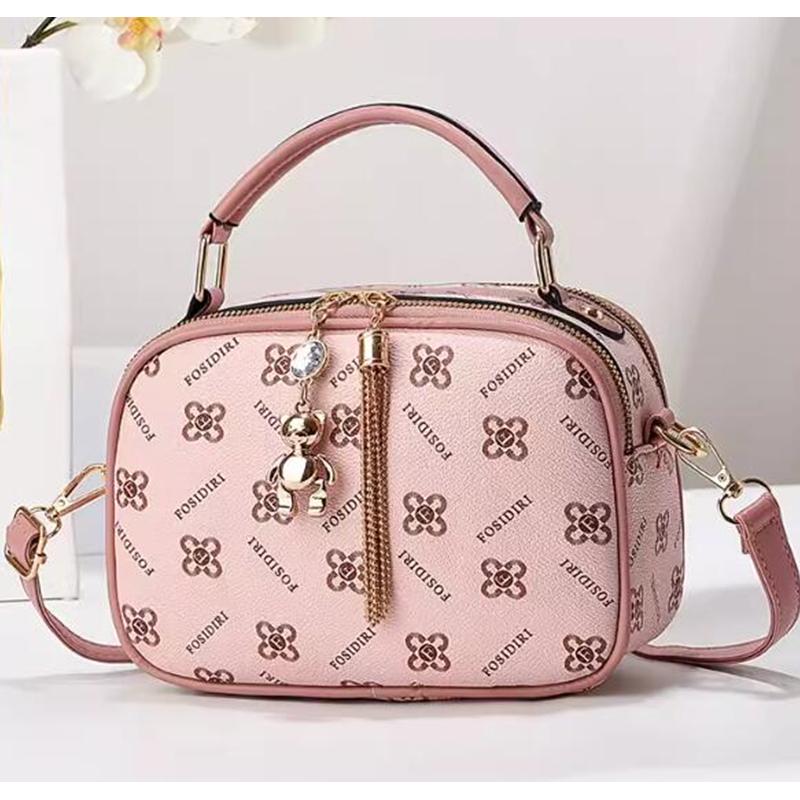 Damen quadratische PU-Leder Taschen Schultertaschen mit 2-lagigen Reißverschlüssen hochwertige Umhängetaschen Mode