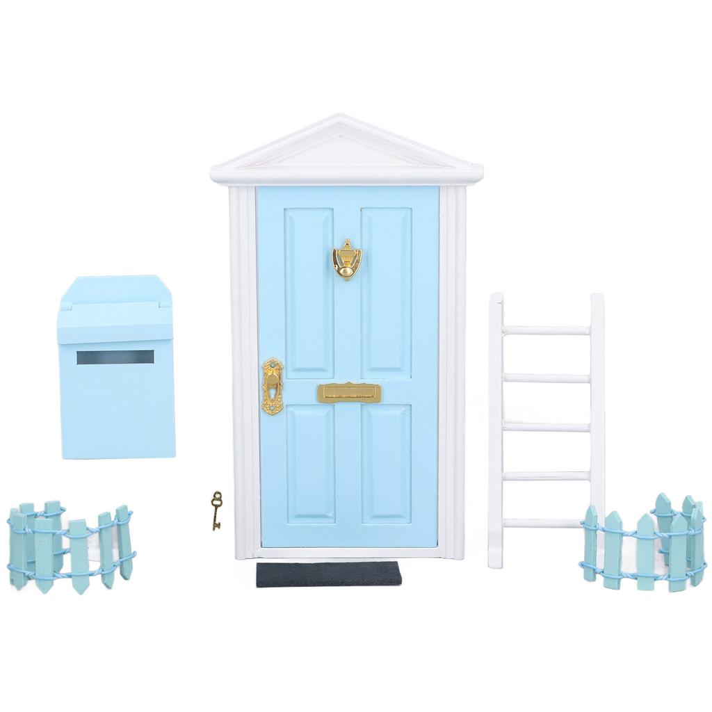 Wooden Door Set Exquisite Workmanship Vivid Details Saturated Color Tiny Wooden Tooth Fairy Door for 1:12