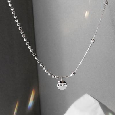 S925 Sterling Silver Lucky Beanie Letter Necklace Ins Cold Style Necklace Simple and Short Clavicle Chain Temperament Wild