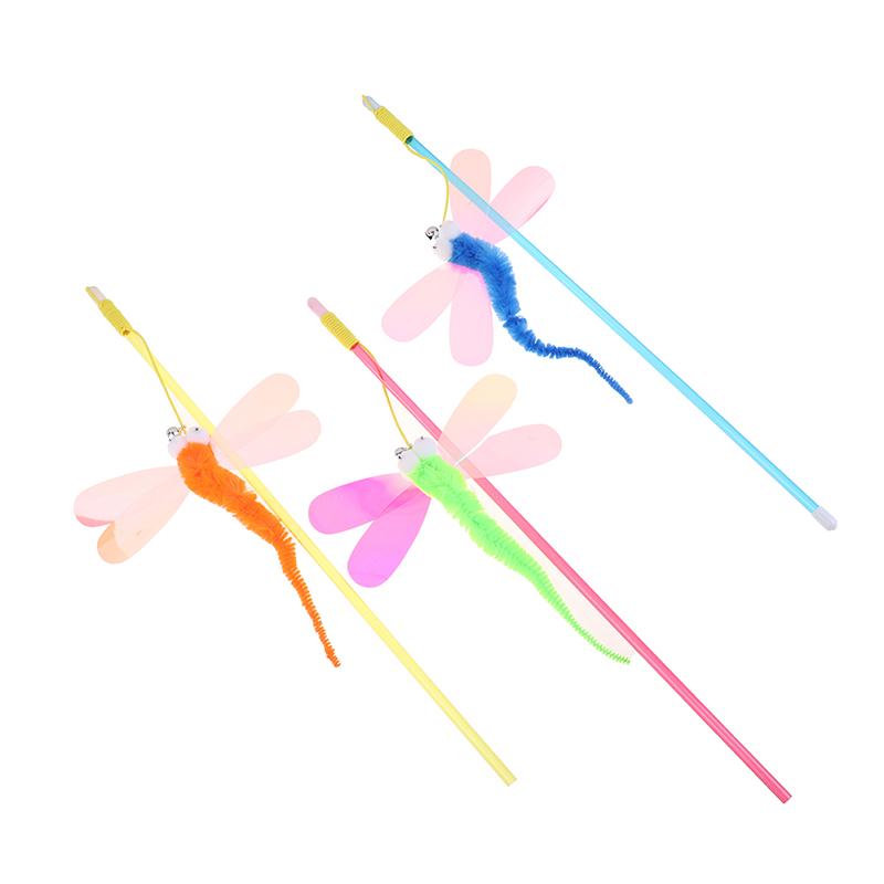Cat Teaser Stick Sequins Big Eyes Dragonfly Cat Toy Interactive Teaser Stick