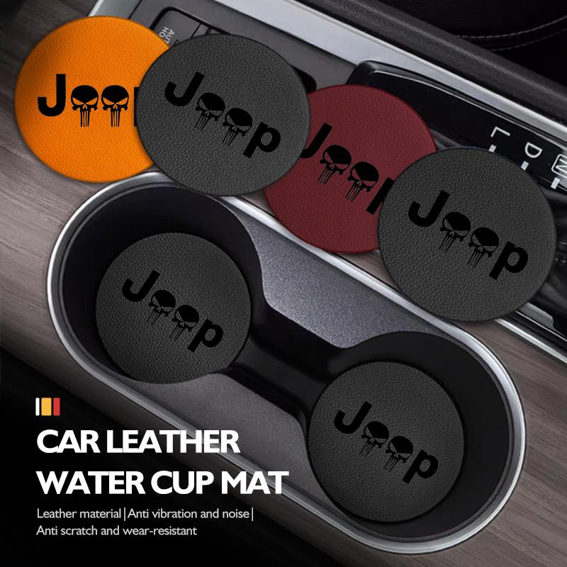2PCS Car Coaster Suede Water Cup Mat Waterproof Pad Cup Holder Accessories For Jeep Cherokee Patriot Liberty Wrangler JK JL AMO1
