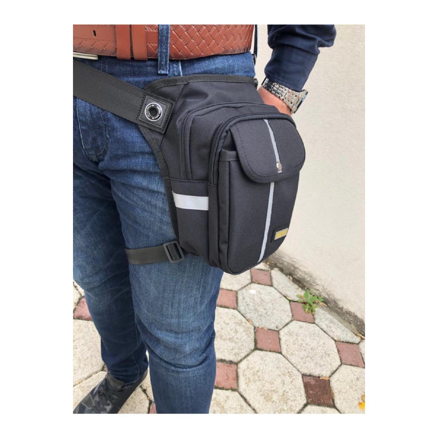 

Унисекс, черная многоглазая байкерская сумка со светоотражающим узором, сумка через плечо и ногу чёрный