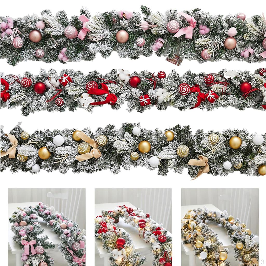6 ft Christmas Wreath DIY Decor Rattan Garland for Party Porches Bedrooms Window Outdoor