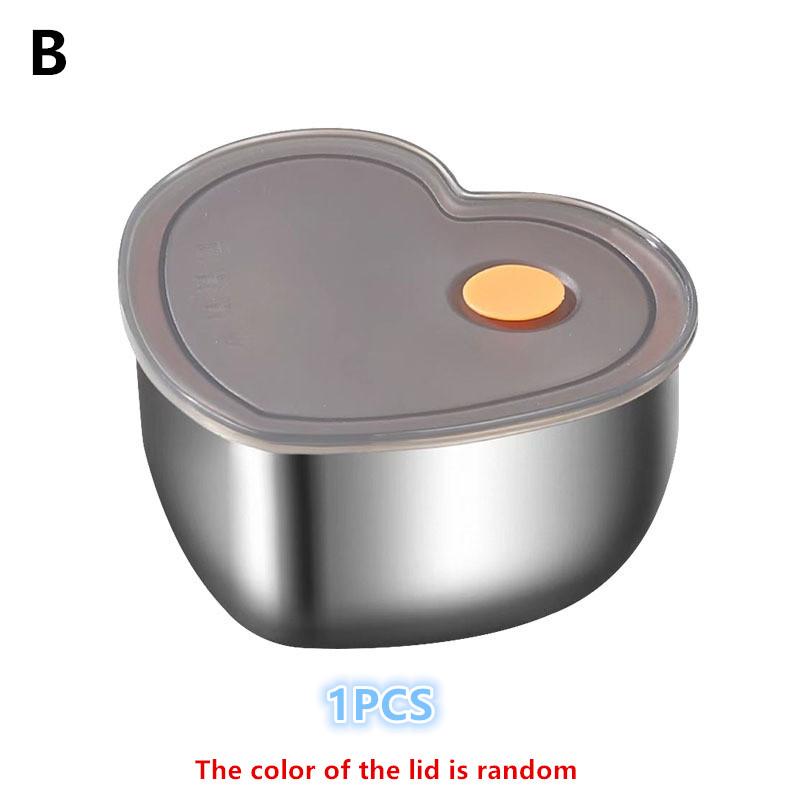 

Форма сердца Нержавеющая сталь Холодильник Контейнер для хранения продуктов с пластиковой крышкой Контейнер для сохранения свежести продуктов Коробка для пикника