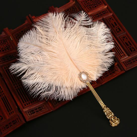Tanzender Fächer Klassischer Tanz Trainingsfächer mit Hohem Rückprall Simulierte Feder Seidenoberfläche Verdickte Bambusrippen Fächer Hanfu Cheongsam Accessoires