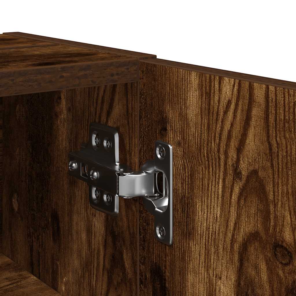 Bathroom Cabinet with Toilet Paper Holder Smoked Oak Finish 20.5 X 22 X 72 Cm
