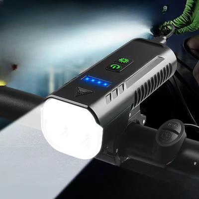 Neuer Fahrradhupen-Scheinwerfer, 4 * T6, große Kapazität, elektrisches Display, multifunktionale Powerbank, Outdoor-Reitlicht