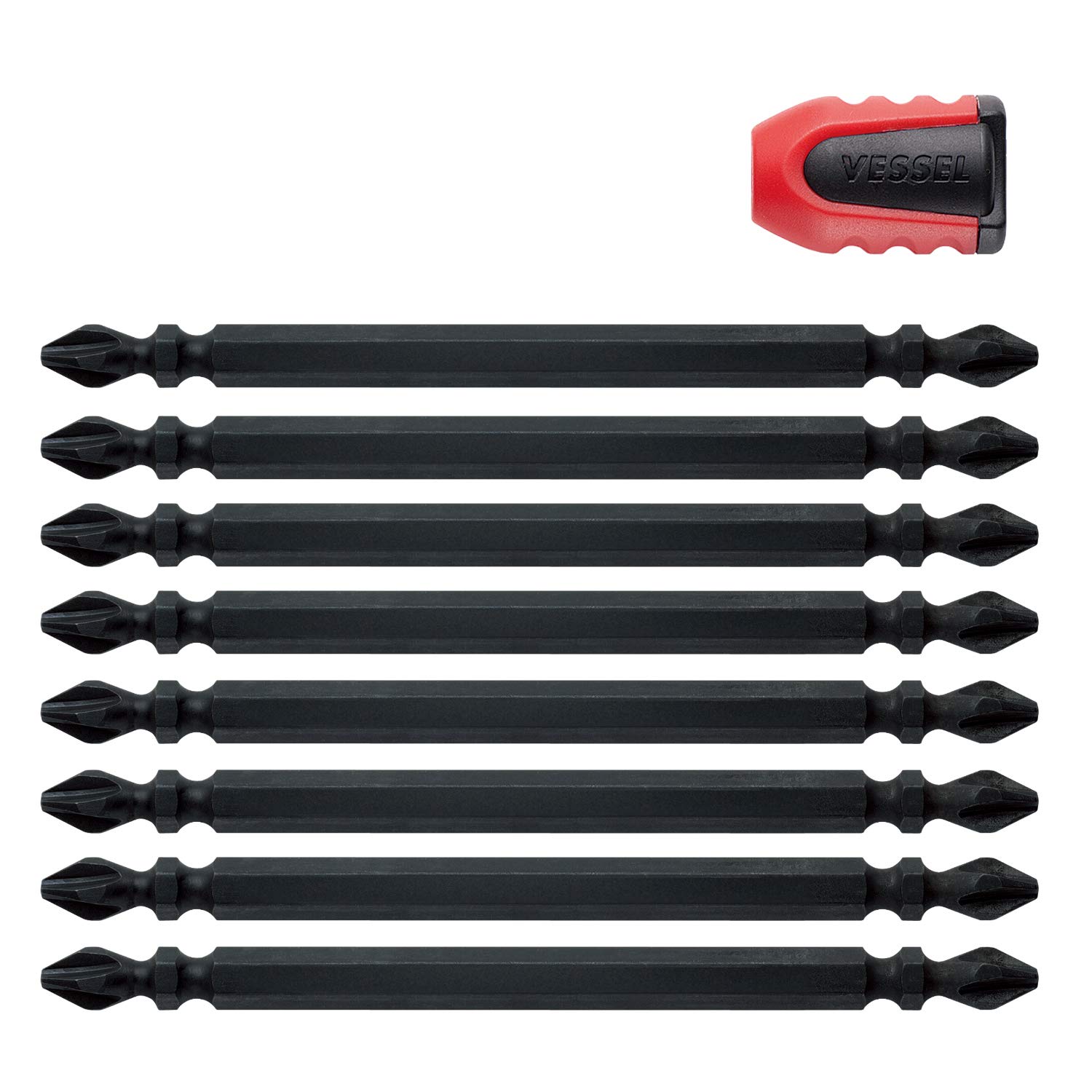 

VESSEL Sakisbo Double-Head Bit +2 x 110mm Set of 8 with Screw Mag Catcher NMCS8P2110F