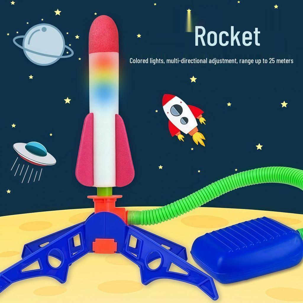 Sky-high Rocket Launcher: Foot-Pedal Catapult & Luminous Flying Saucer for Kids