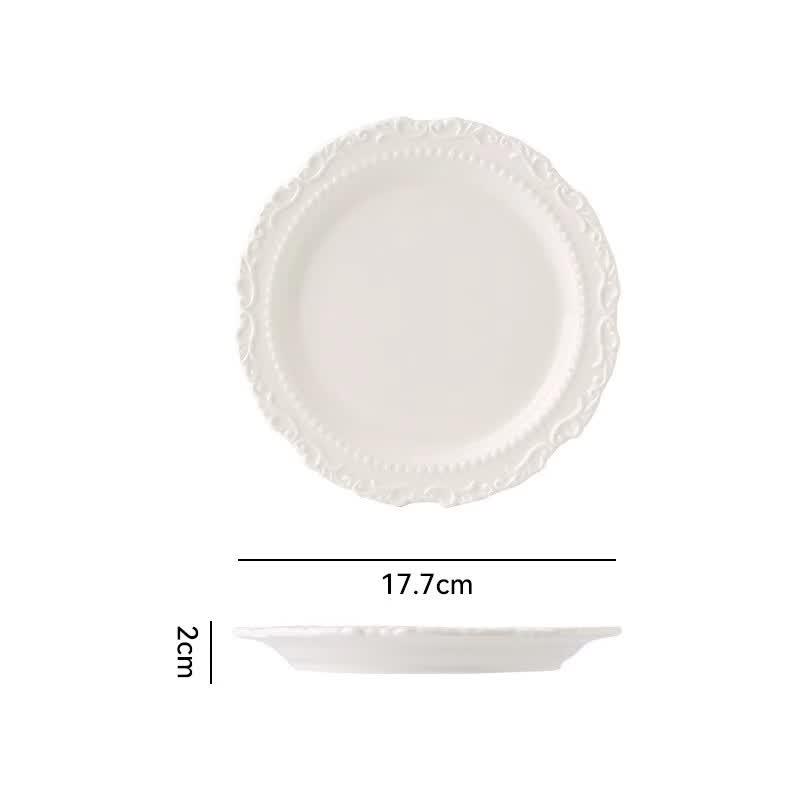 French Style Embossed Ceramic Dessert Plate