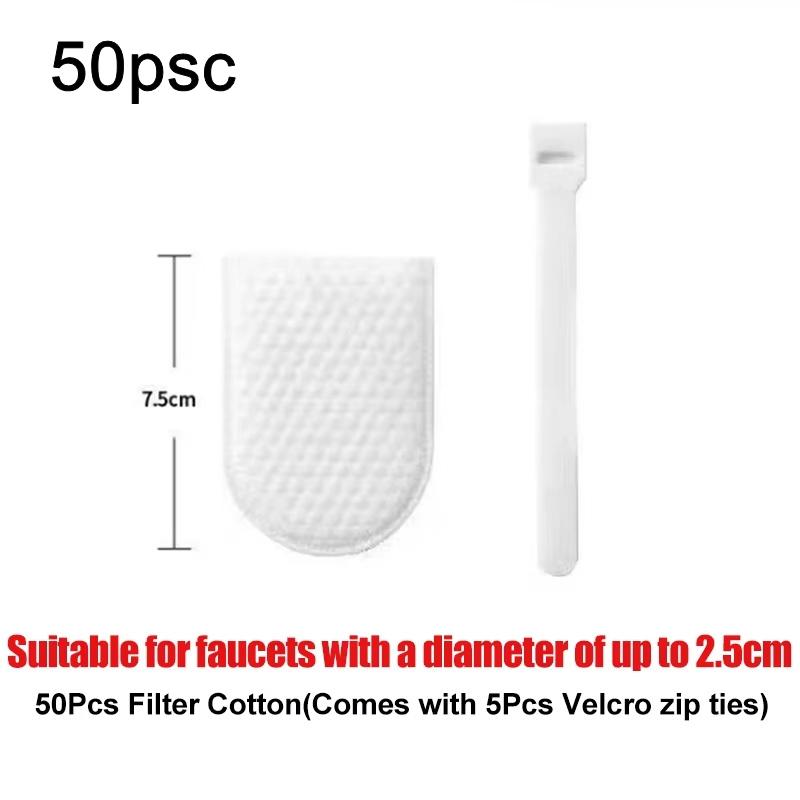 Faucet Filter Cotton Anti-Splash Sediment Filter 50/100Pcs with T-Strap for Kitchen Bathroom Water Purification