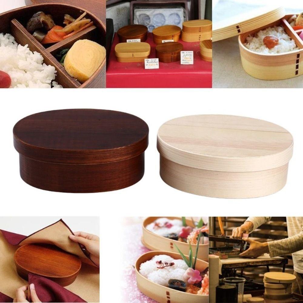 Retro Holz Lunchbox 3 Fächer Picknick Geschirrbox Japanischer Stil Lunchbox für Erwachsene
