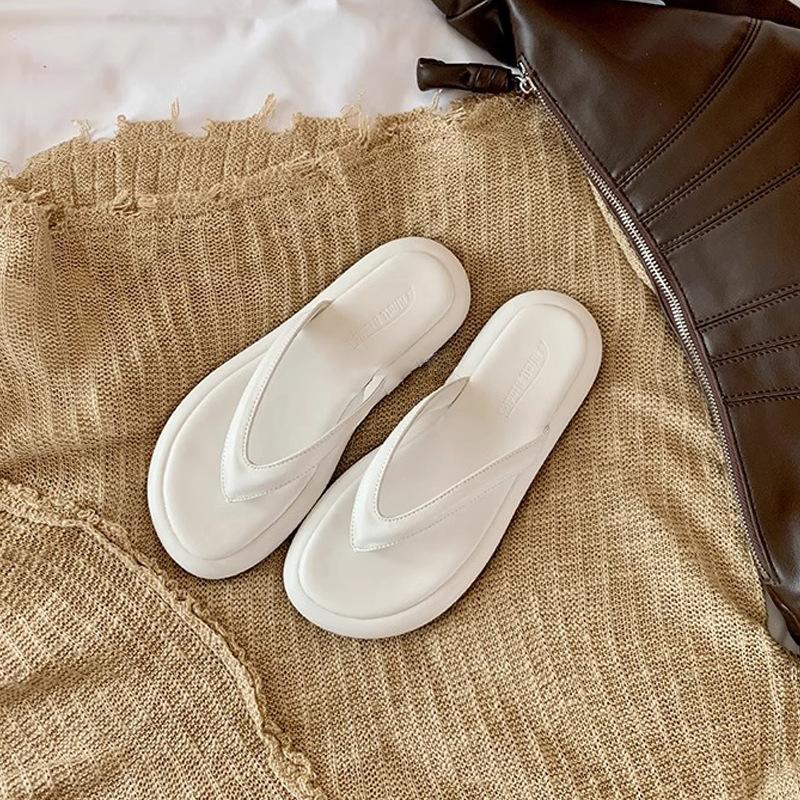 A Pair of Sheepskin On Hand Feels Like Stepping On Shit, Beach Vacation Thick-soled Flip-flops, Women's Summer Cool Slippers, Outer Wear