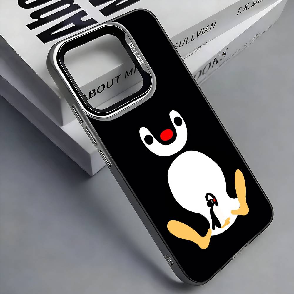 Cute Kawaii P-Penguin Phone Case For iPhone 17,16,15,14,13,12,11 Plus,Pro Max,Colored Silver Phone Case