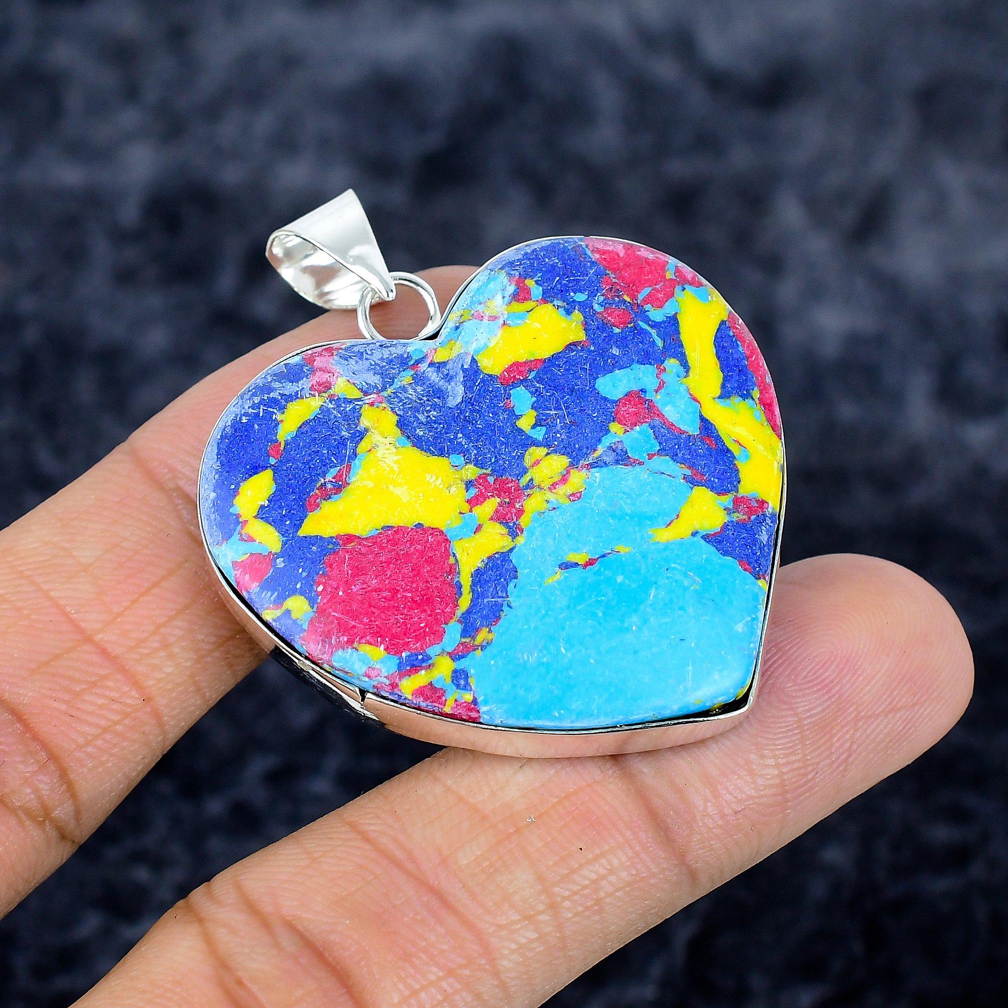 

Mosaic Jasper Gemstone Handmade 925 Sterling Silver Jewelry Pendant 1.89 M-3350