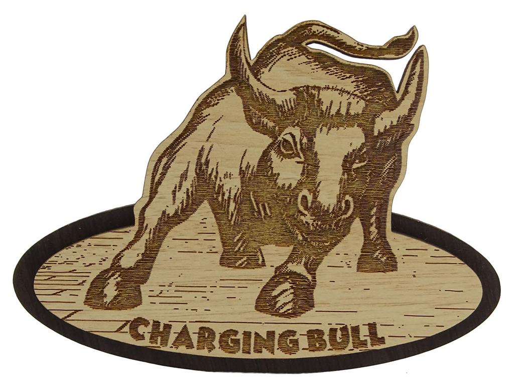 Charging Bull Wood Engraved Wooden Fridge Magnet Souvenir Gift