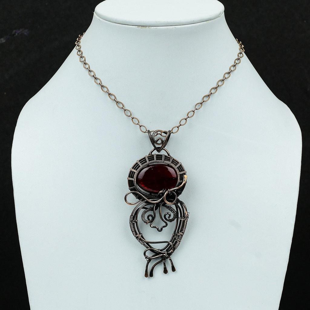 Red Fire Labradorite Pendant Copper Wire Wrapped Pendant Gemstone Pendant Copper Jewelry Handmade Pendant Wire Wrap Jewelry Gift For Mother