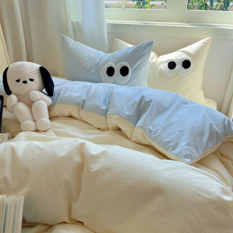 Cotone Lavato Set Letto Quattro Pezzi Vento Mix and Match Lenzuolo Copripiumino Kit Letto Tre Pezzi per Dormitorio