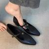 Autumn and Winter New One-word Buckle Hollow Single Shoes Women's Comfortable Retro Camellia Thick Heel Commuter Mary Jane Shoes