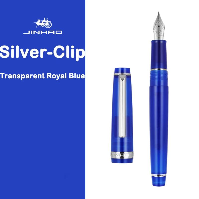 JINHAO 82 Fountain Pen Gold Trim Acrylic Barrel Silver Clip for Writing Calligraphy Signature School Office Supplies Stationery