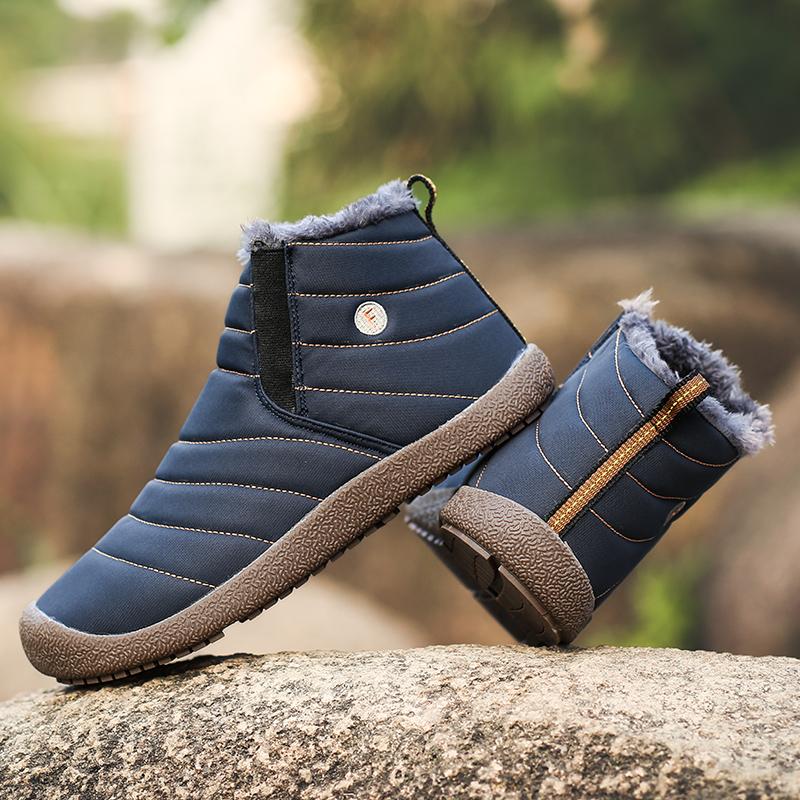 Schneestiefel für Herren und Damen, warme Wüstenstiefel mit Fell, Unisex, zum Reinschlüpfen, Outdoor-Wanderstiefel für Paare, große Größe, wasserdicht