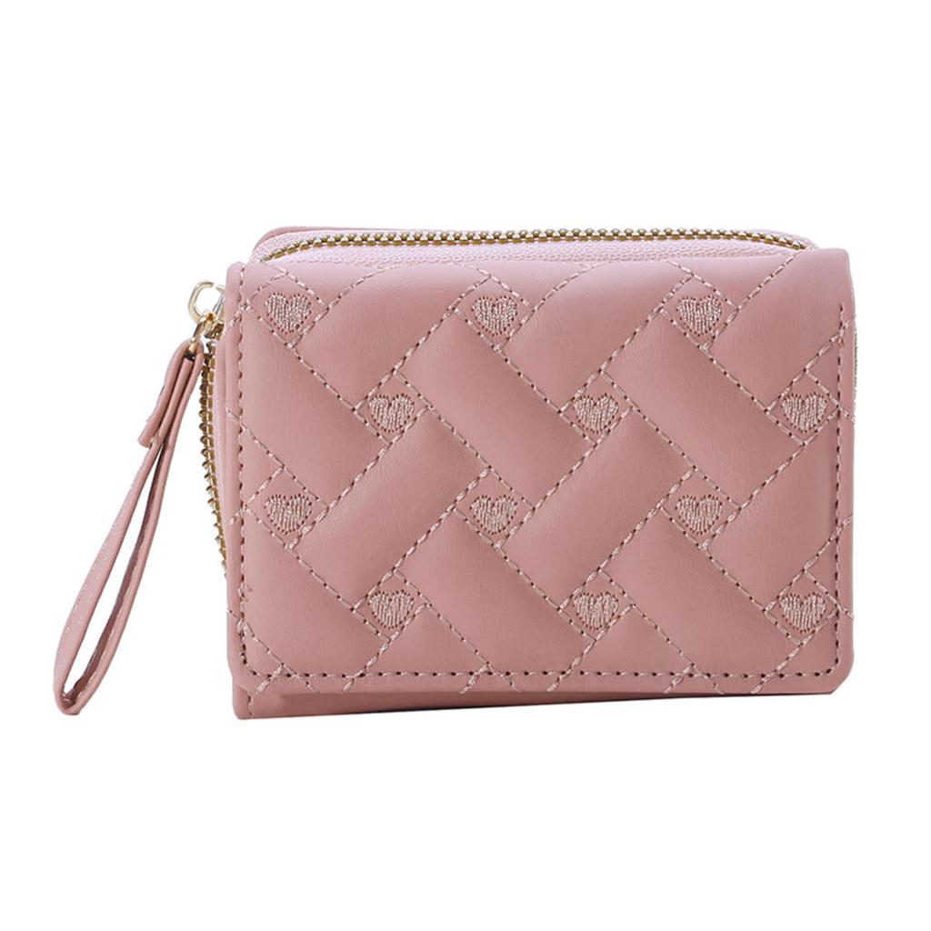 Women's Short Embroidered Love Zero Wallet Zipper Buckle Large Capacity Card Bag Versatile Fashion Simple