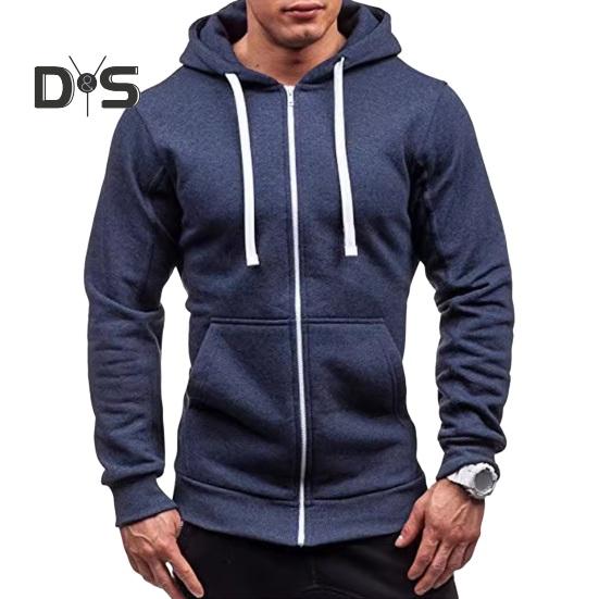 

Осень-зима Мужская куртка с капюшоном, застегивающейся на шнурок, с длинными рукавами, однотонный кардиган с эластичными манжетами, карманами, куртка средней длины с капюшоном XL темно-синий