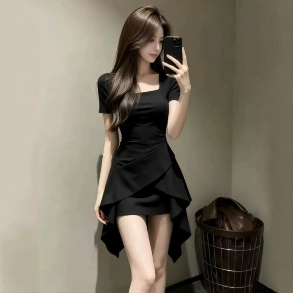 French black Hepburn style dress children's summer 2026 new models are beautiful, unique and beautiful waist fishtail skirt