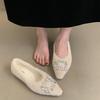 Flat-soled single shoes pointed-toed fluffy shoes women's water brick piled one pedal outer wear square buckle cotton shoes Doudou shoes