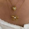 Love Heart/Bowknot Adjustable Necklace Stainless Steel Layering Jewelry for Women Elegant Everyday Gift