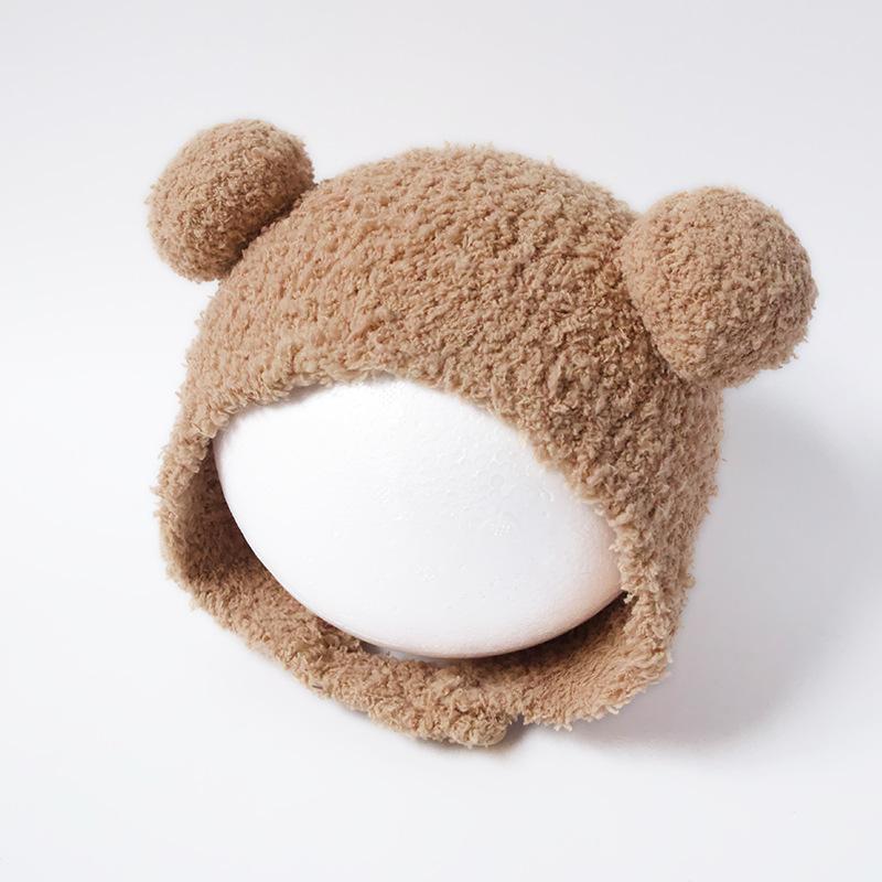 

Baby hat autumn and winter Korean version of infant ear protection hat cute super cute warm male and female baby knitted hat хаки