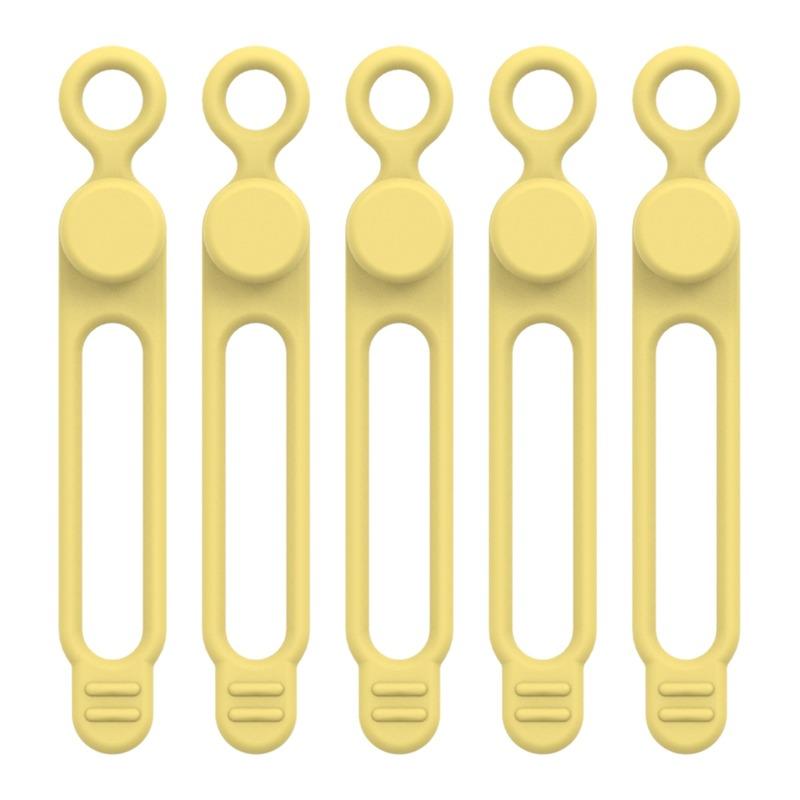 

5 Pieces Cord Ties Silicone Cable Wire Ties Buckle Design Reusable Soft Cord Wraps for Kitchen Appliance Cord USB Charging Cable жовтий