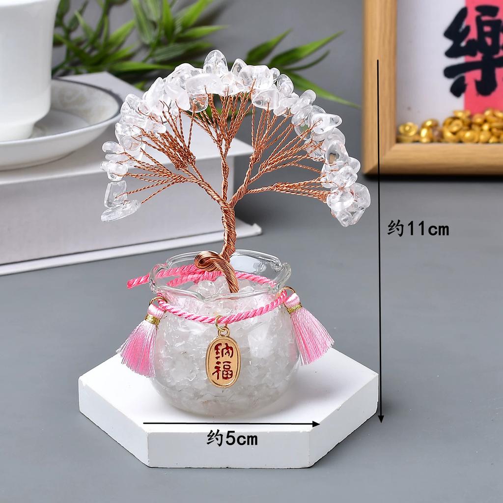 Natural crystal shake money fortune tree fish tank ornament office ornament lucky small ornament creative transshipment gift