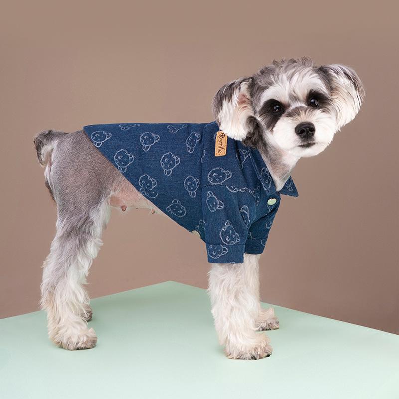 Pet Seasonal Trendy Denim Shirt for Small to Medium Dogs and Puppies