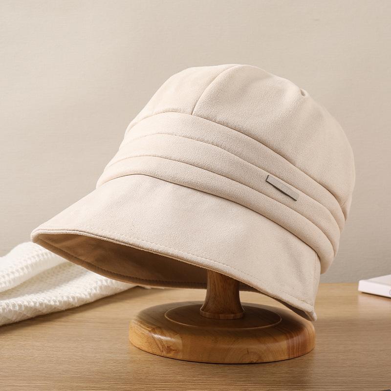 

Шляпа женская осенне-зимняя новая металлическая стандартная замшевая кепка большой окружности головы универсальная шляпа-ведро показывает маленькое лицо One Size