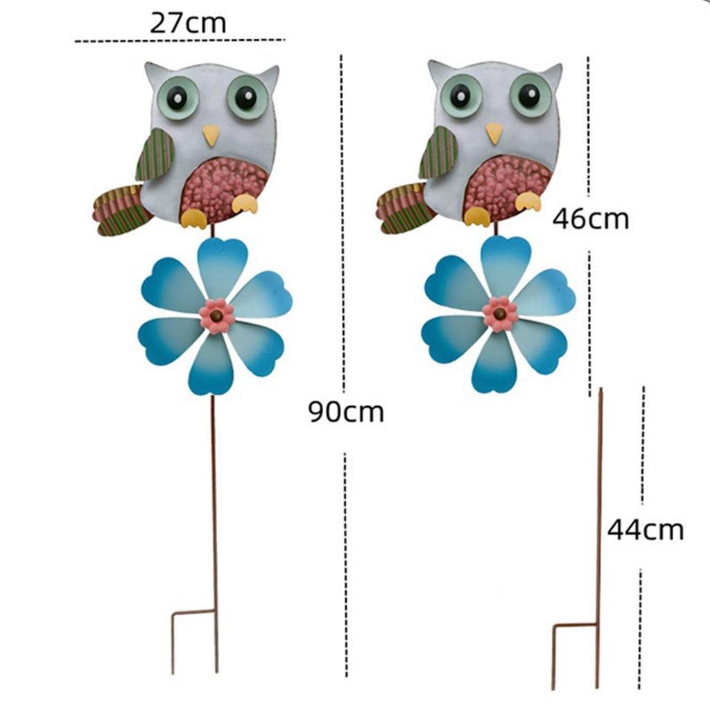 Metal Owl Garden Stake Lawn Ornament Art Decoration Owl Garden Decor Outdoor Wind Spinner for Patio Backyard Lawn Outdoor Indoor