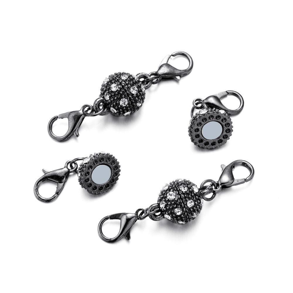 DIY Peach Heart Rhinestone Magnetic Clasp Jewelry Set: Necklace, Bracelet, Lobster Clasp Accessories